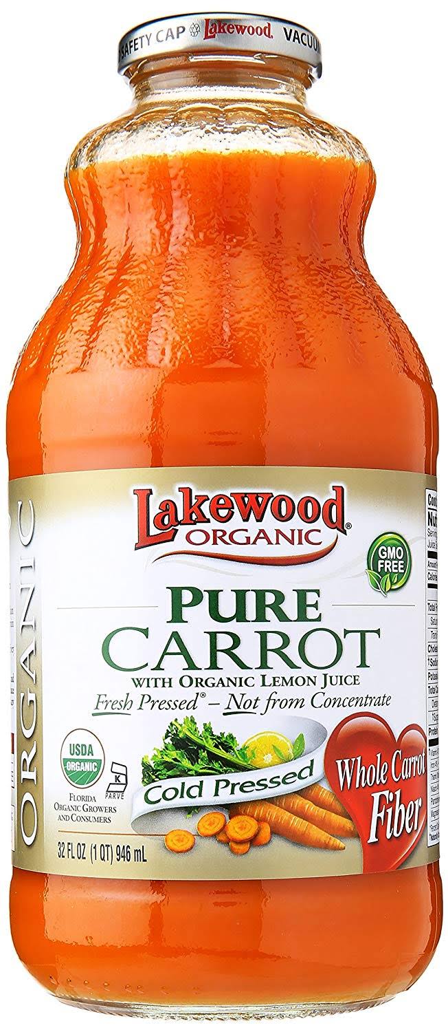 Lakewood Organic PURE Carrot Juice, 32 Fl Oz (Pack of 6)
