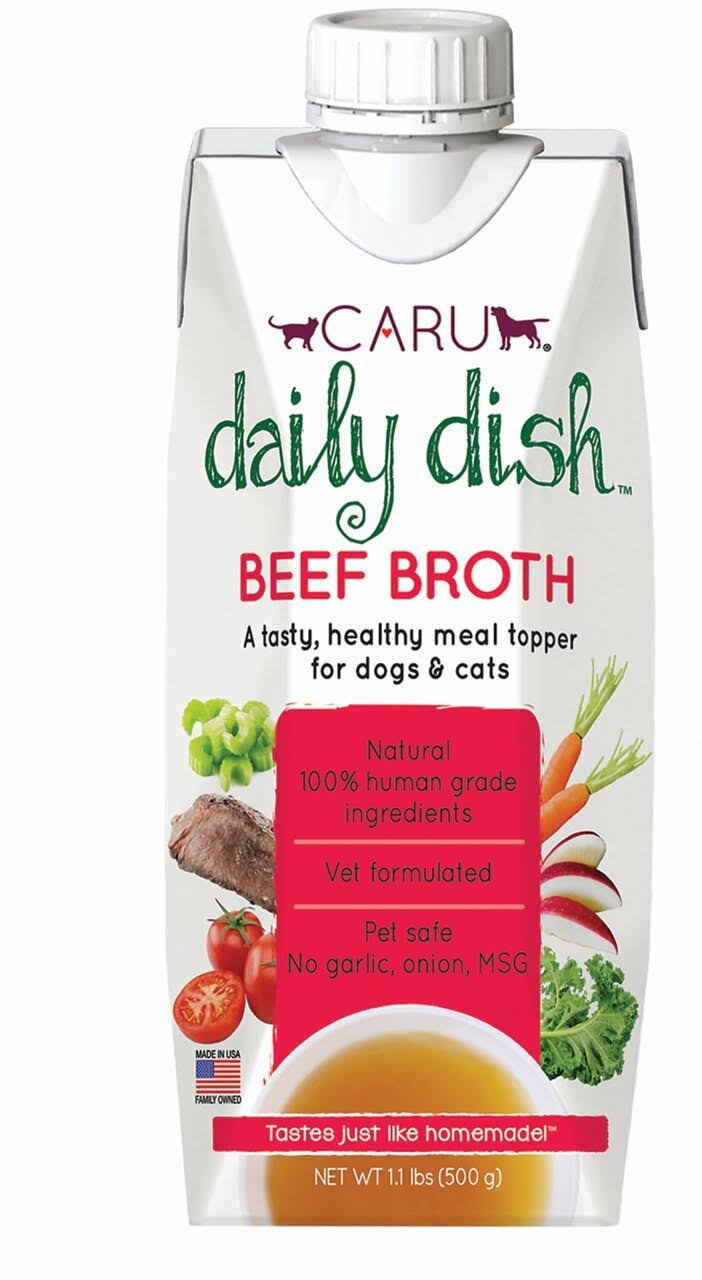 Caru Daily Dish Beef Broth Human-Grade Dog/Cat Wet Food Topper 1.1 LB