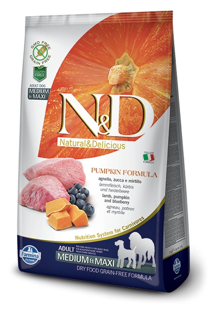 N and D Pumpkin Formula Grain Free Dog Food - Lamb, Pumpkin and Blueberry, Adult, Medium and Maxi Dog