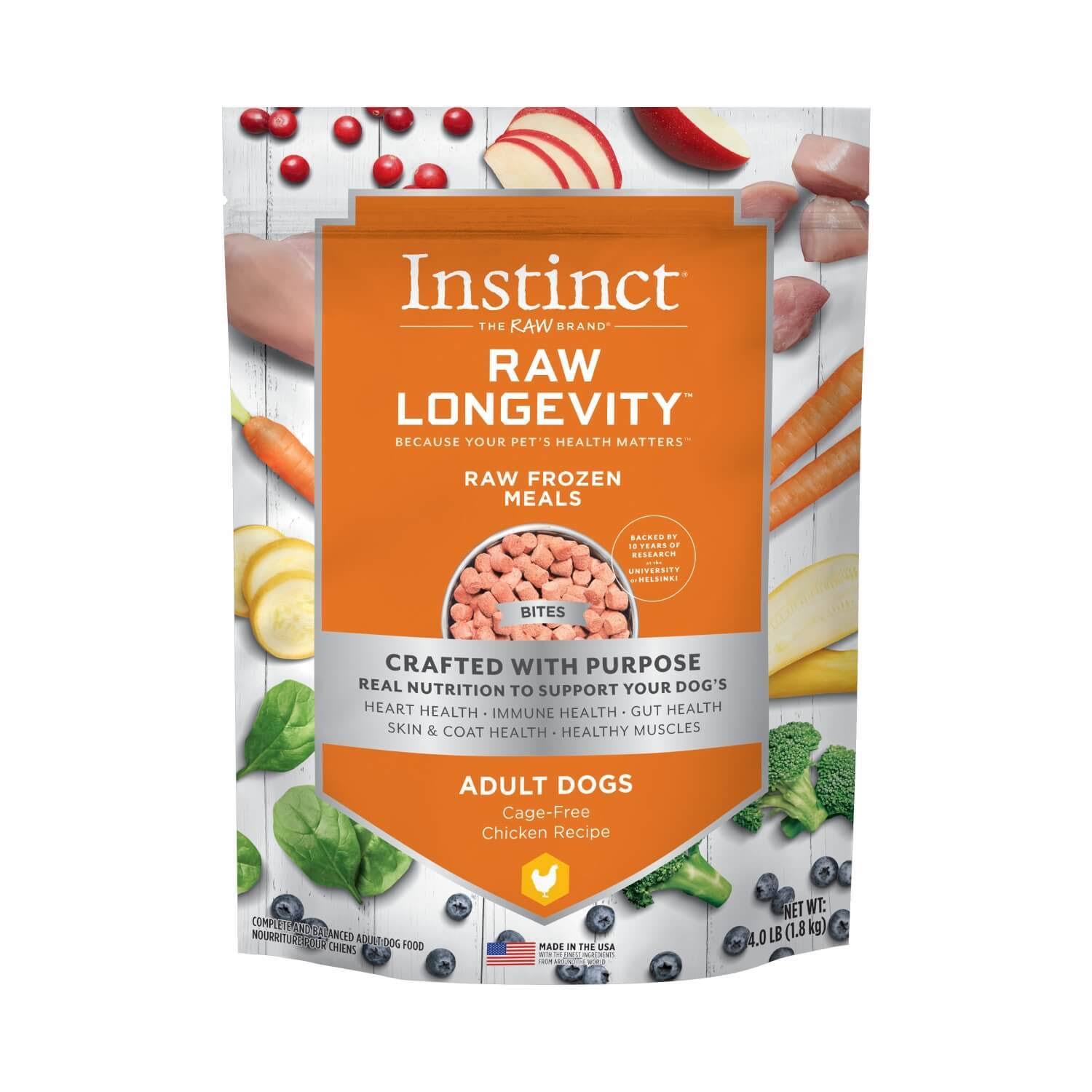 Instinct Raw Longevity Patties Cage-Free Chicken Frozen Dog Food, 6-lb