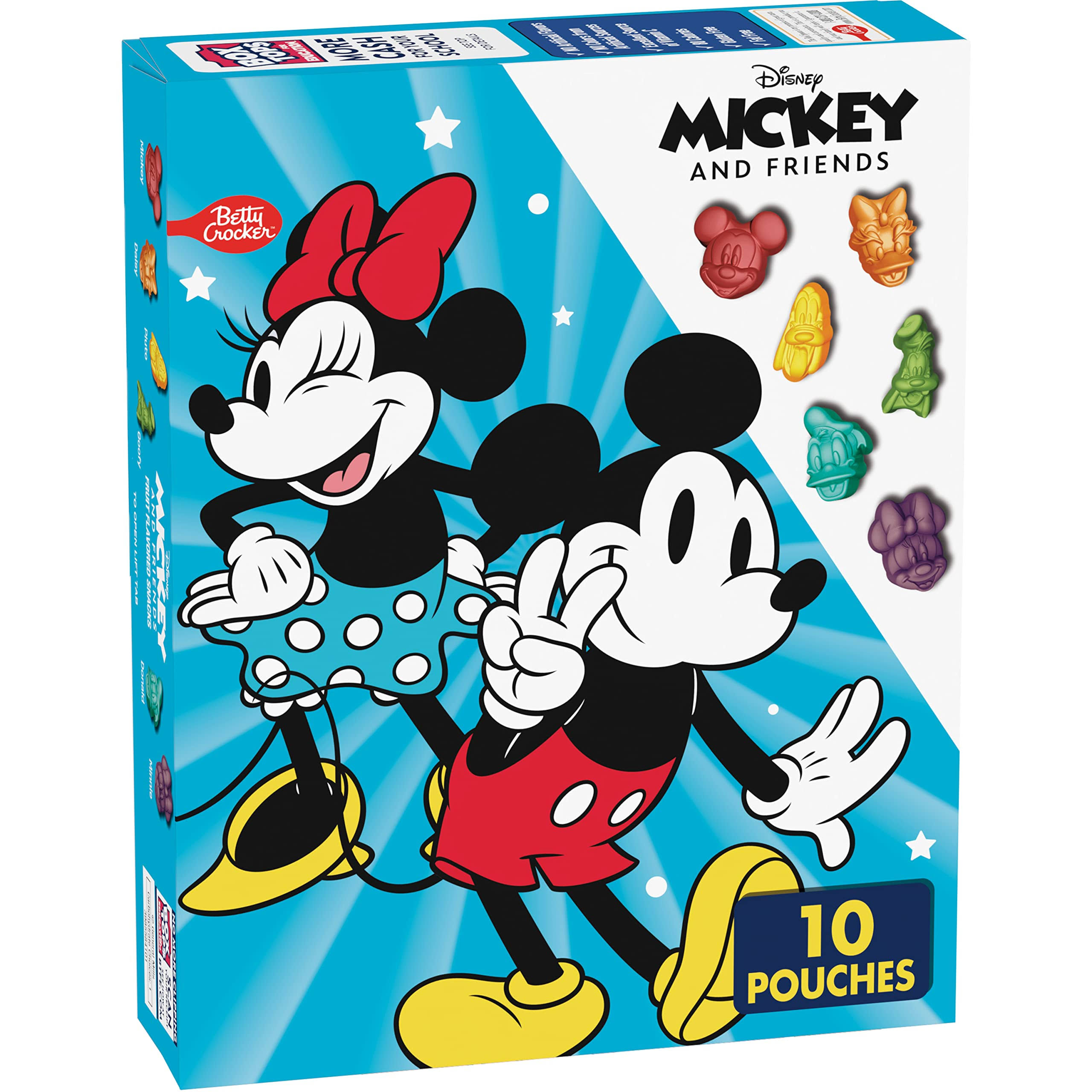 Betty Crocker Fruit Flavored Snacks, Disney Mickey and Friends, Assorted - 10 pack, 0.8 oz pouches