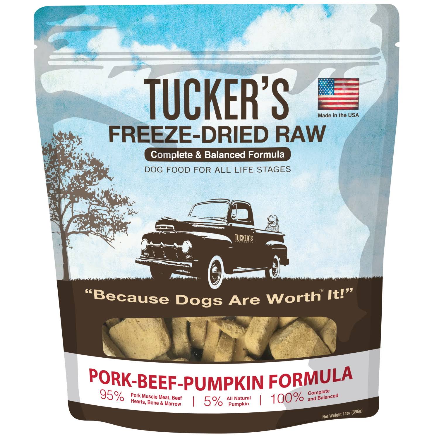 Tucker's Freeze-Dried Dog Food (Pork, Beef Pumpkin 14 oz)