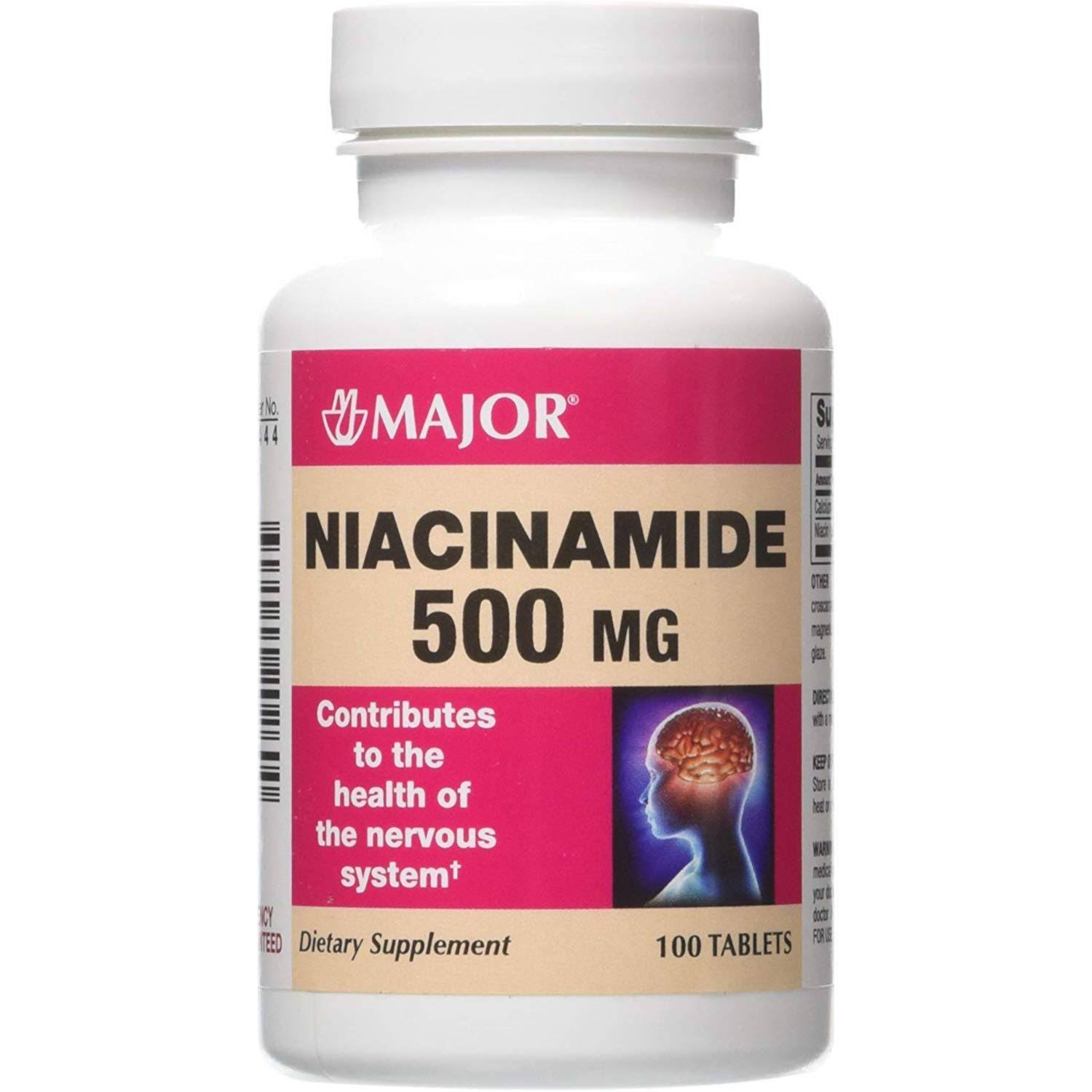 Major Generic Niacin B Vitamin Dietary Supplement - 500mg, 100 Tablets