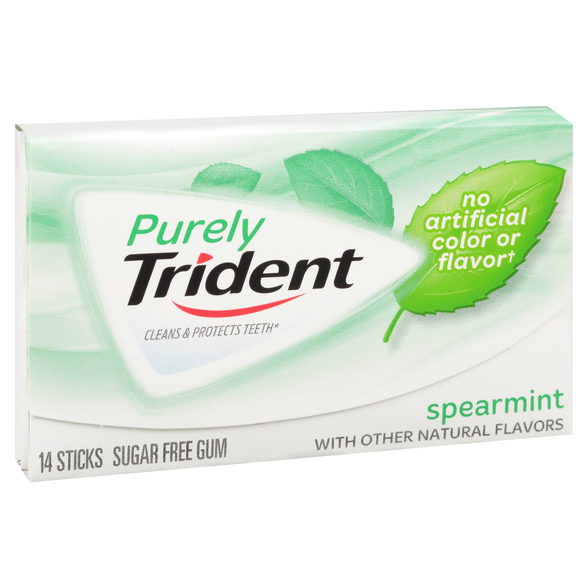 Purely Trident Sugar Free Gum - Spearmint, 14 Sticks