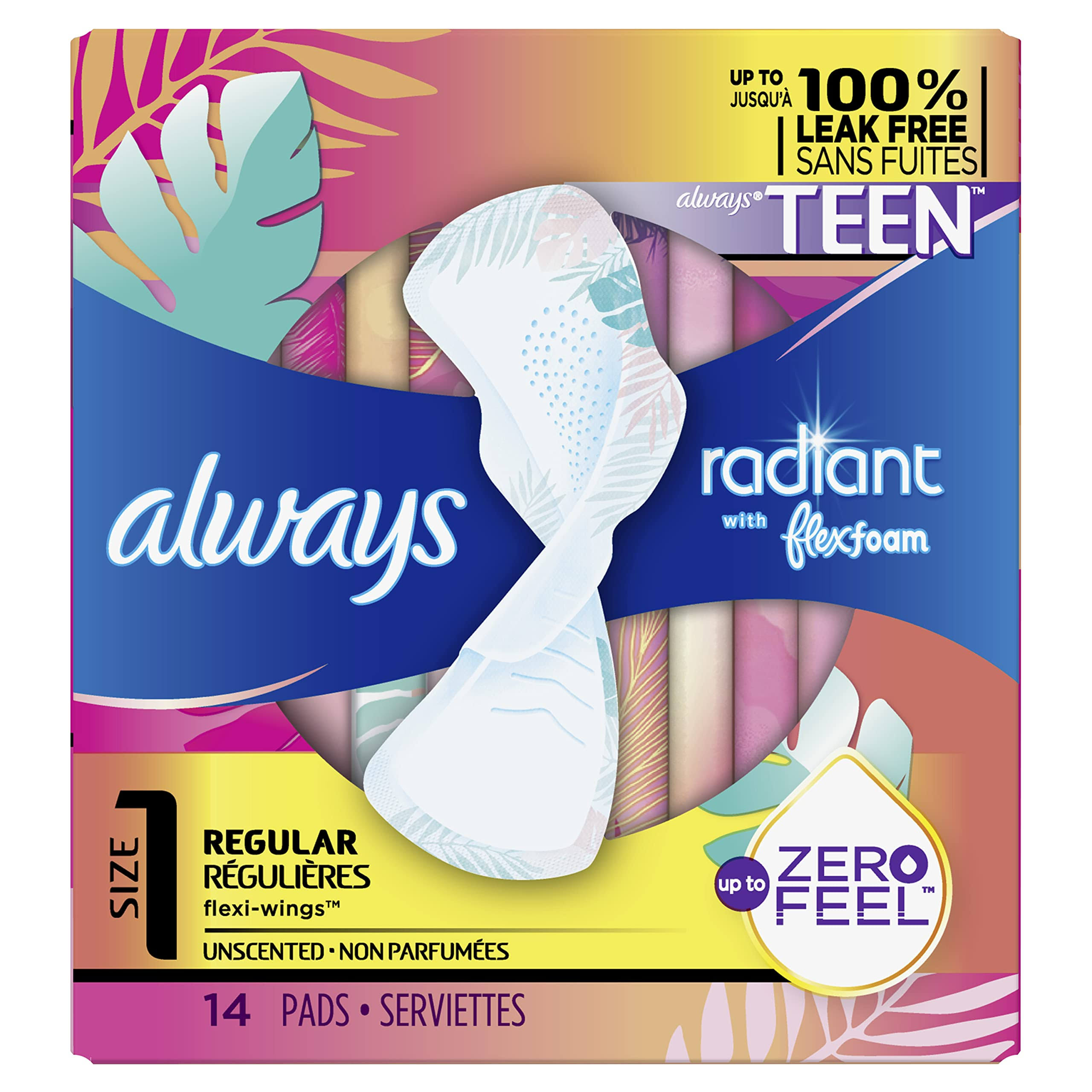 Always Totally Teen Radiant with Flex Foam Pads - 14 ct