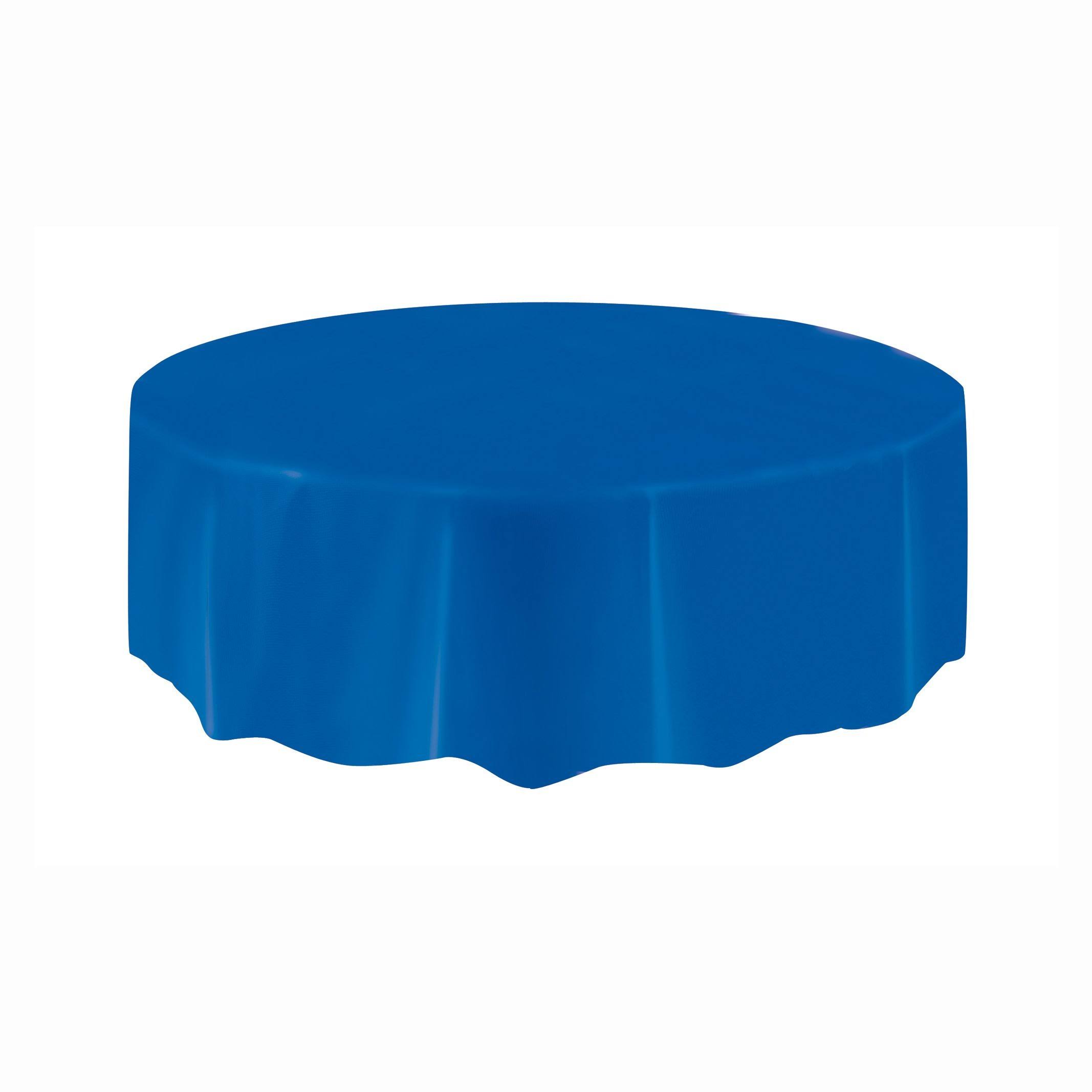 Unique Round Plastic Tablecloths Table Cover - 84" Dia, Royal Blue