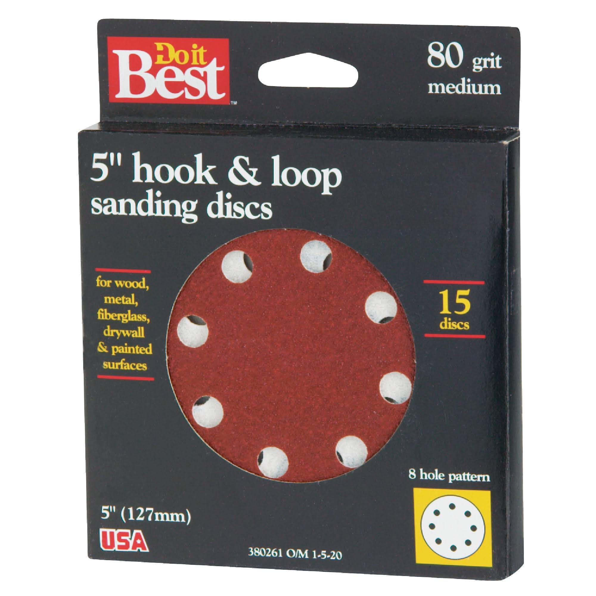 Do it Best 380261 Hook and Loop Vented Sanding Disc - 5", 8 Hole