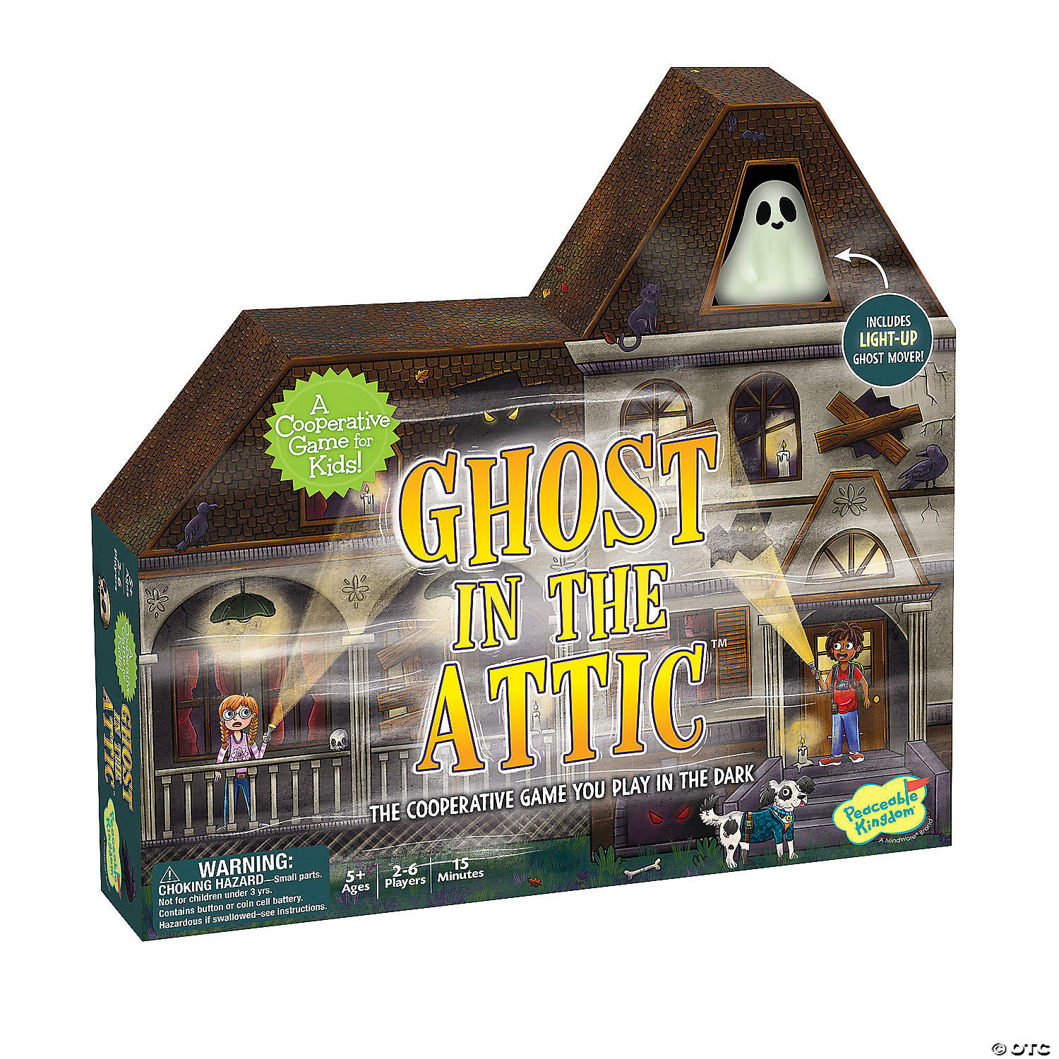 Peaceable Kingdom Ghost in The Attic - Cooperative Board Game For Family Game Night – Unique Glow-in-the-Dark Board Game - Great For Kids Ages 5 & Up