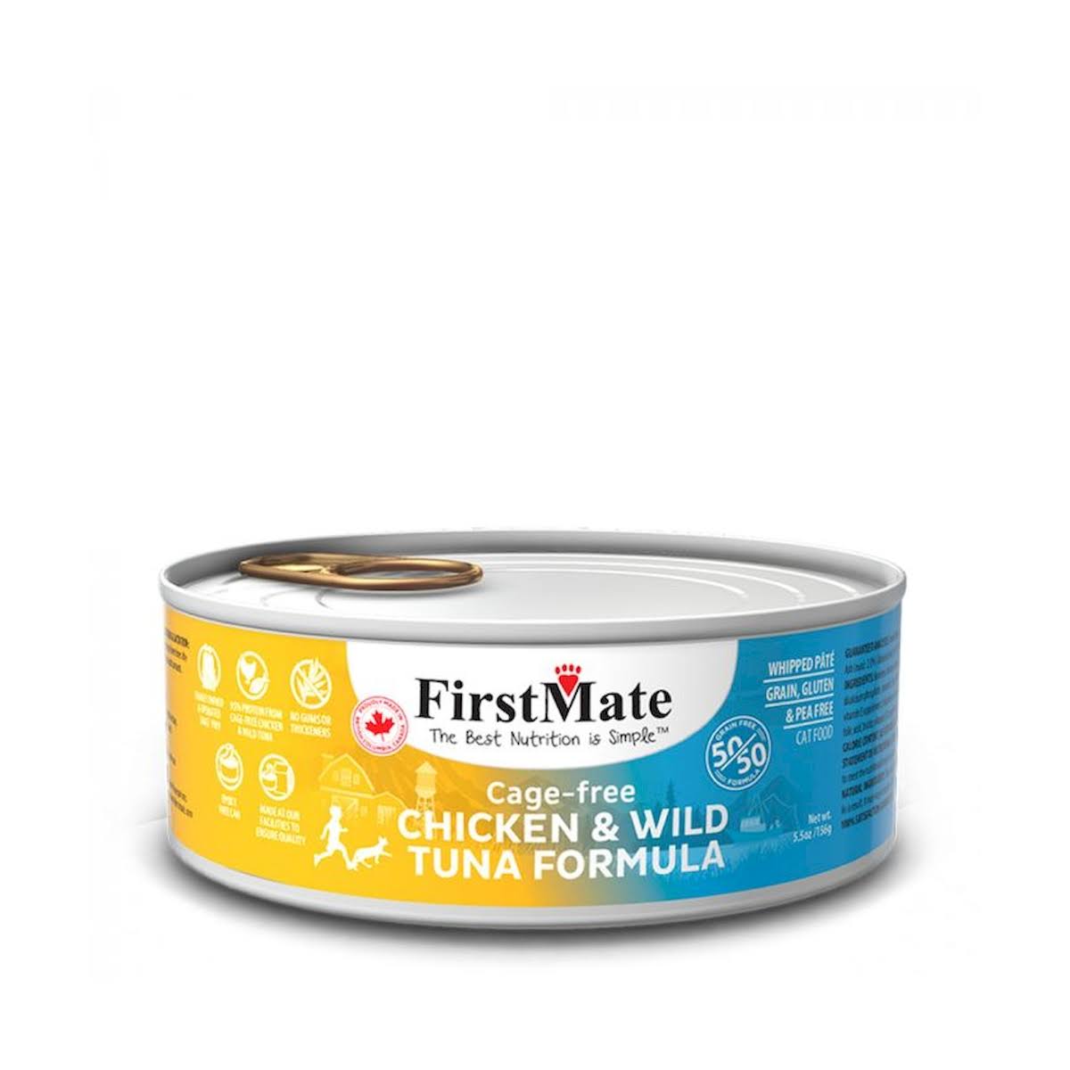 FirstMate 50/50 Free Run Chicken & Wild Tuna Formula for Cats 5.5 oz