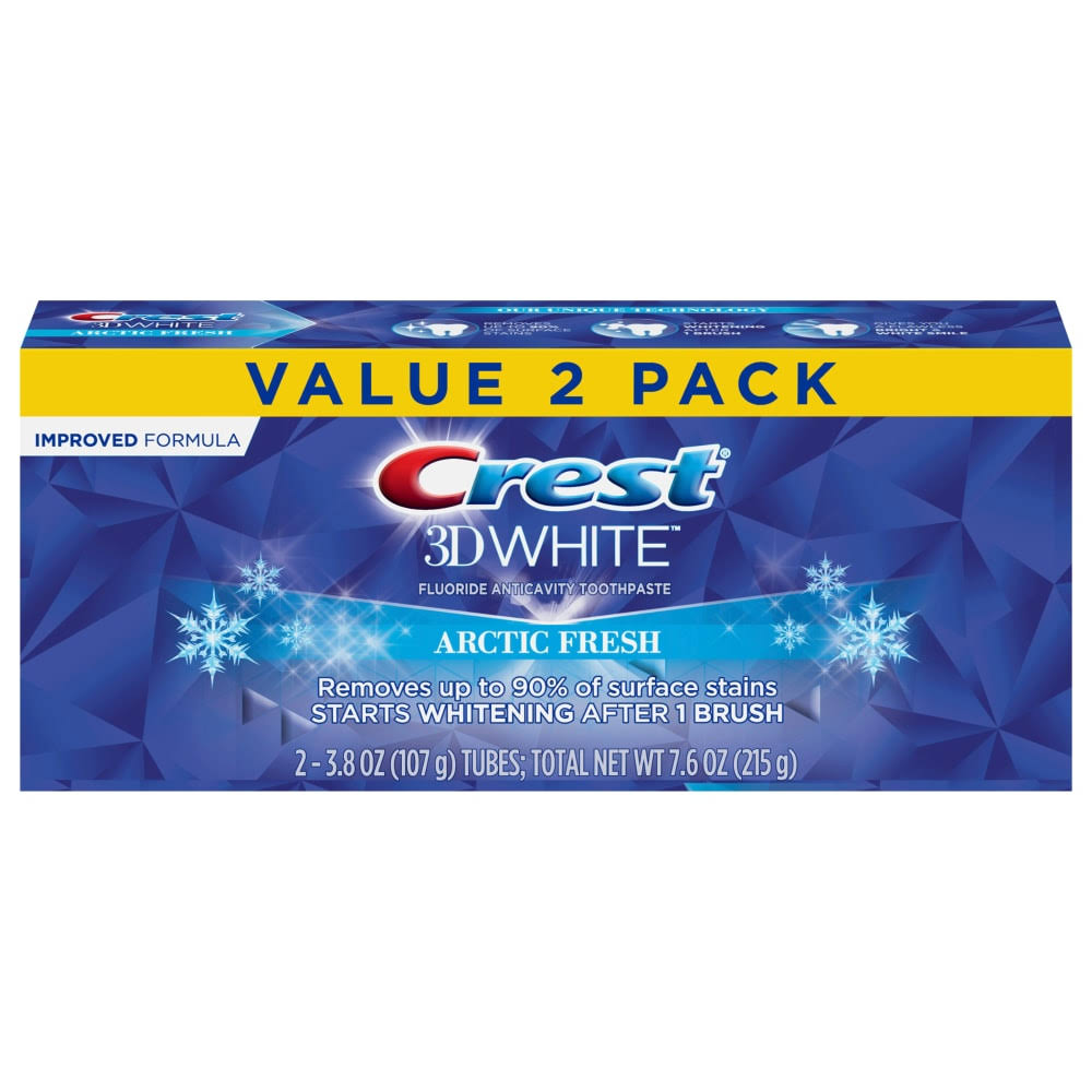 Crest 3d White arctic fresh teeth whitening toothpaste, 3.8 oz, 2 pack