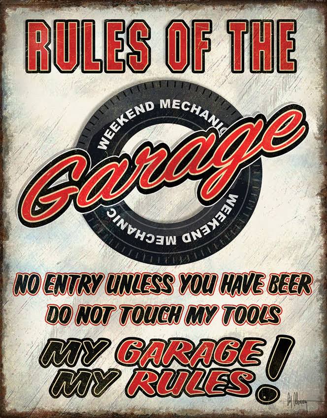 Desperate Enterprises Rules of The Garage Tin Sign
