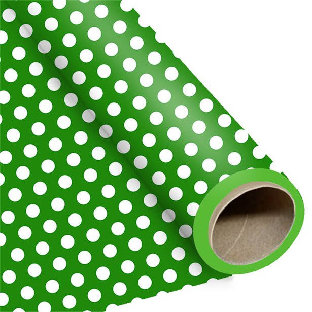 Unique Industries Wrapping Paper - Lime Green with White Dots, 5'