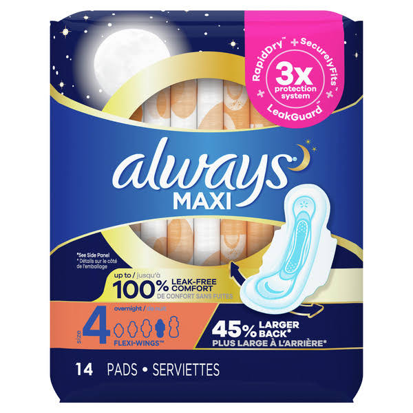 Always Maxi Flexi-Wings Overnight Pads - 14 Pads