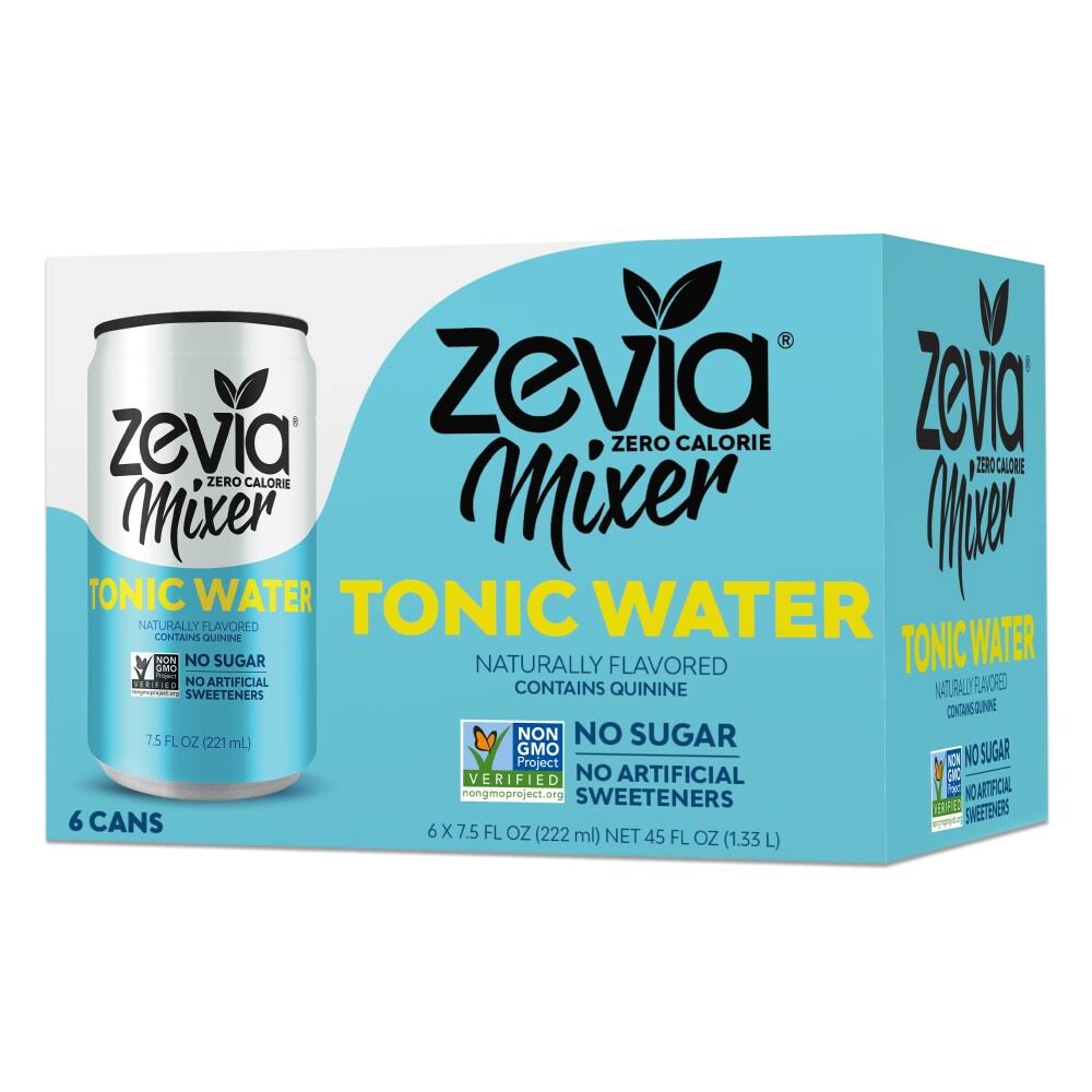 Zevia Mixer Tonic Water, Zero Calorie - 6 pack, 7.5 fl oz cans