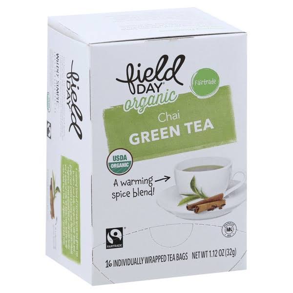 Field Day Green Tea, Organic, Chai, Tea Bags