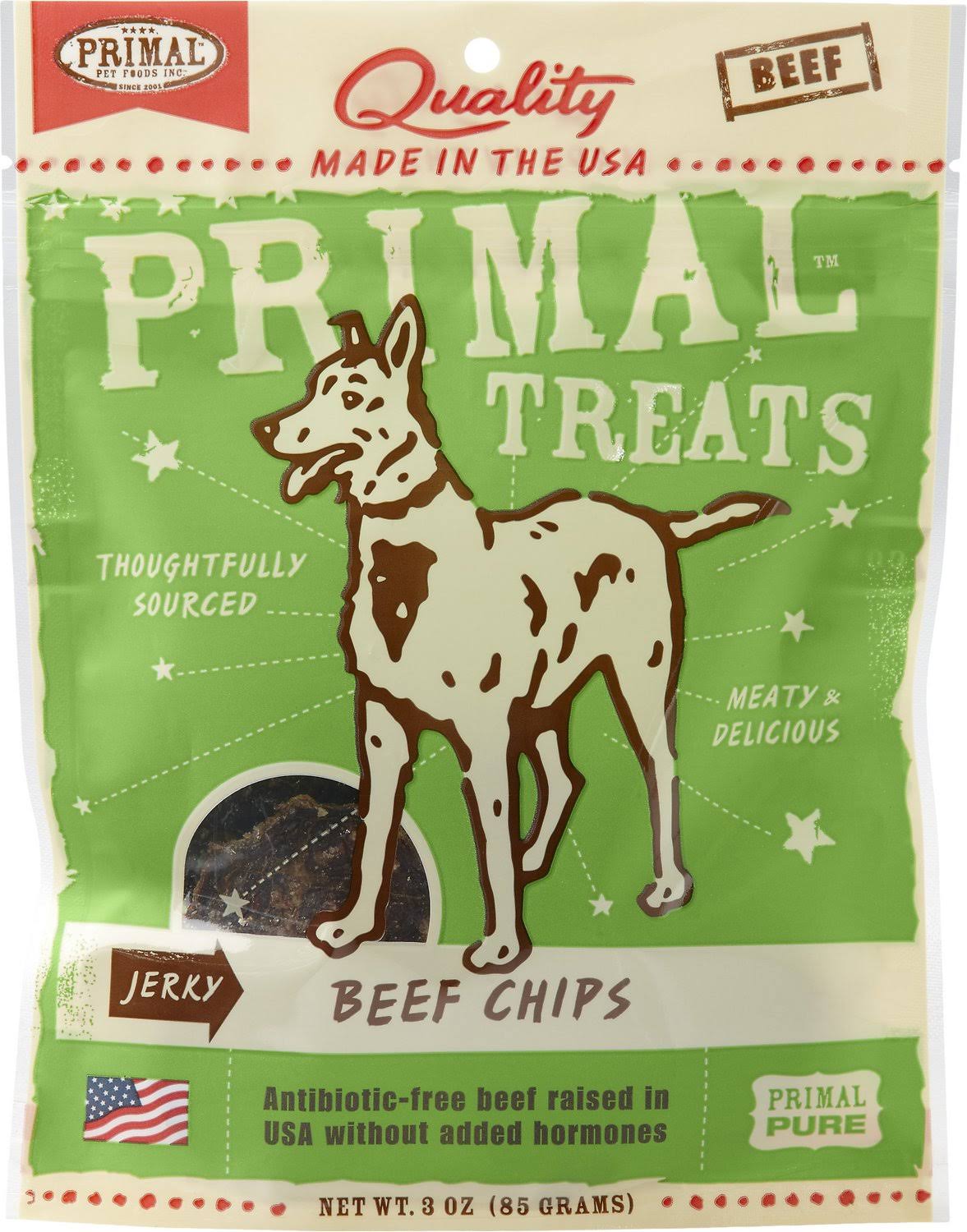 Primal Beef Jerky Chips Dog Treats, 3 oz