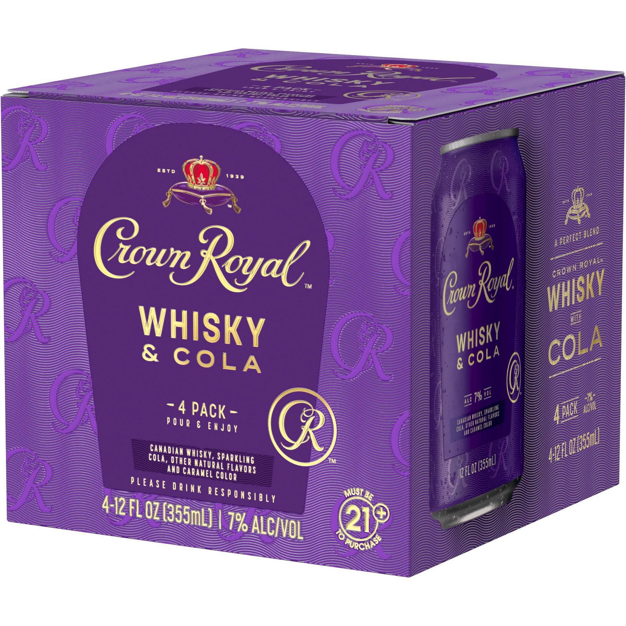 Crown Royal Whisky & Cola, 4 Pack - 4 pack, 12 fl oz cans