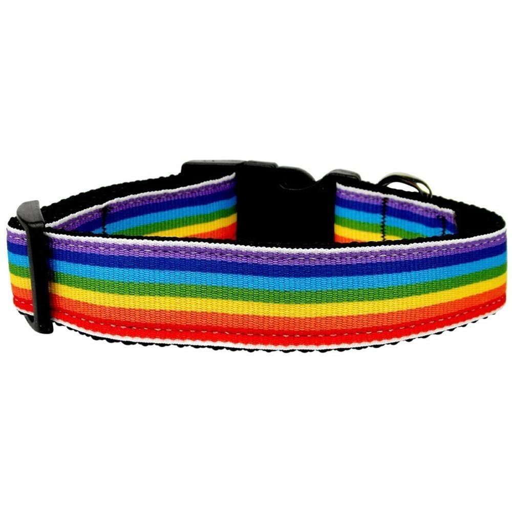 Mirage Pet Rainbow Striped Nylon Collars Rainbow - Large