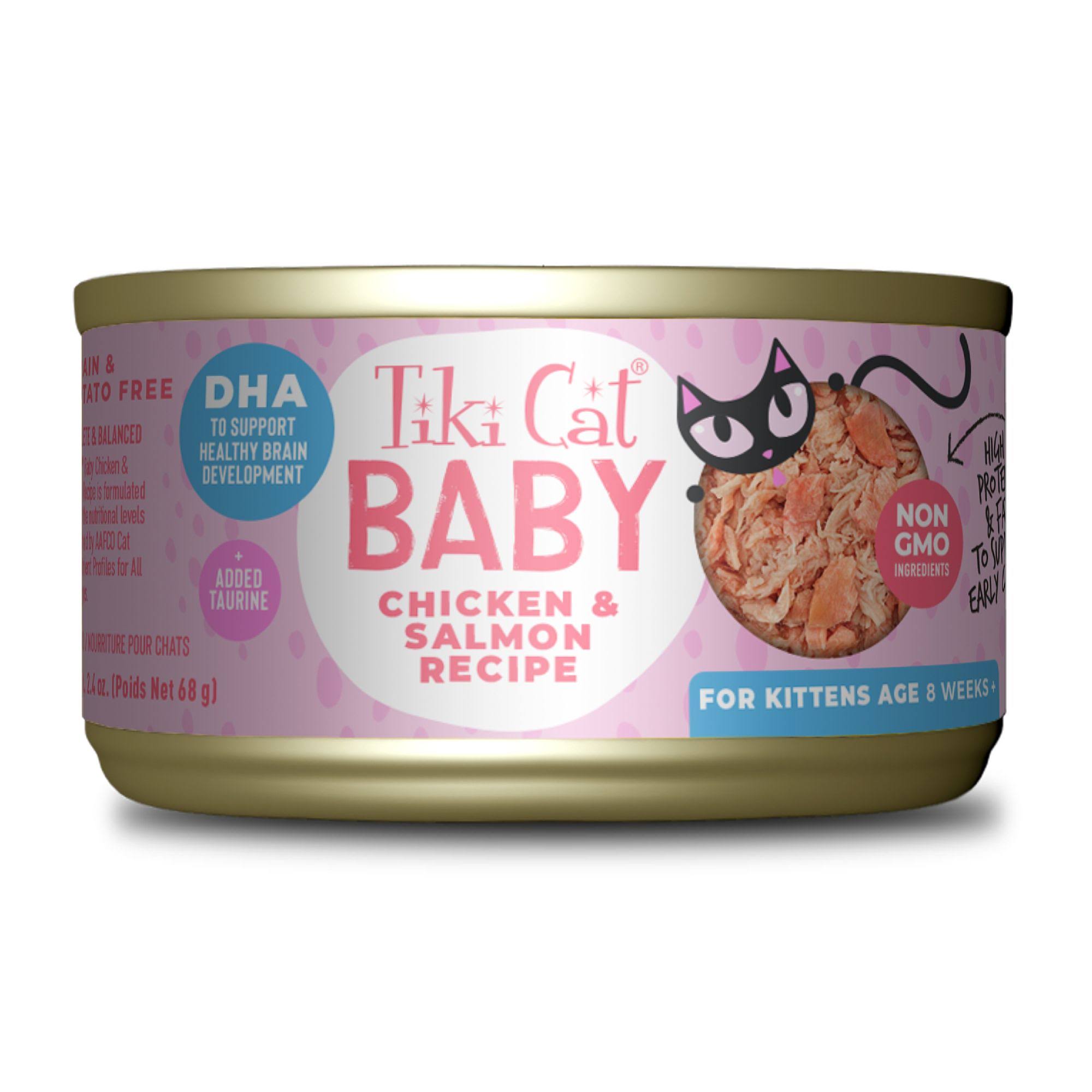 Tiki Cat Baby Chicken & Salmon Recipe Wet Kitten Food, 2.4 oz.