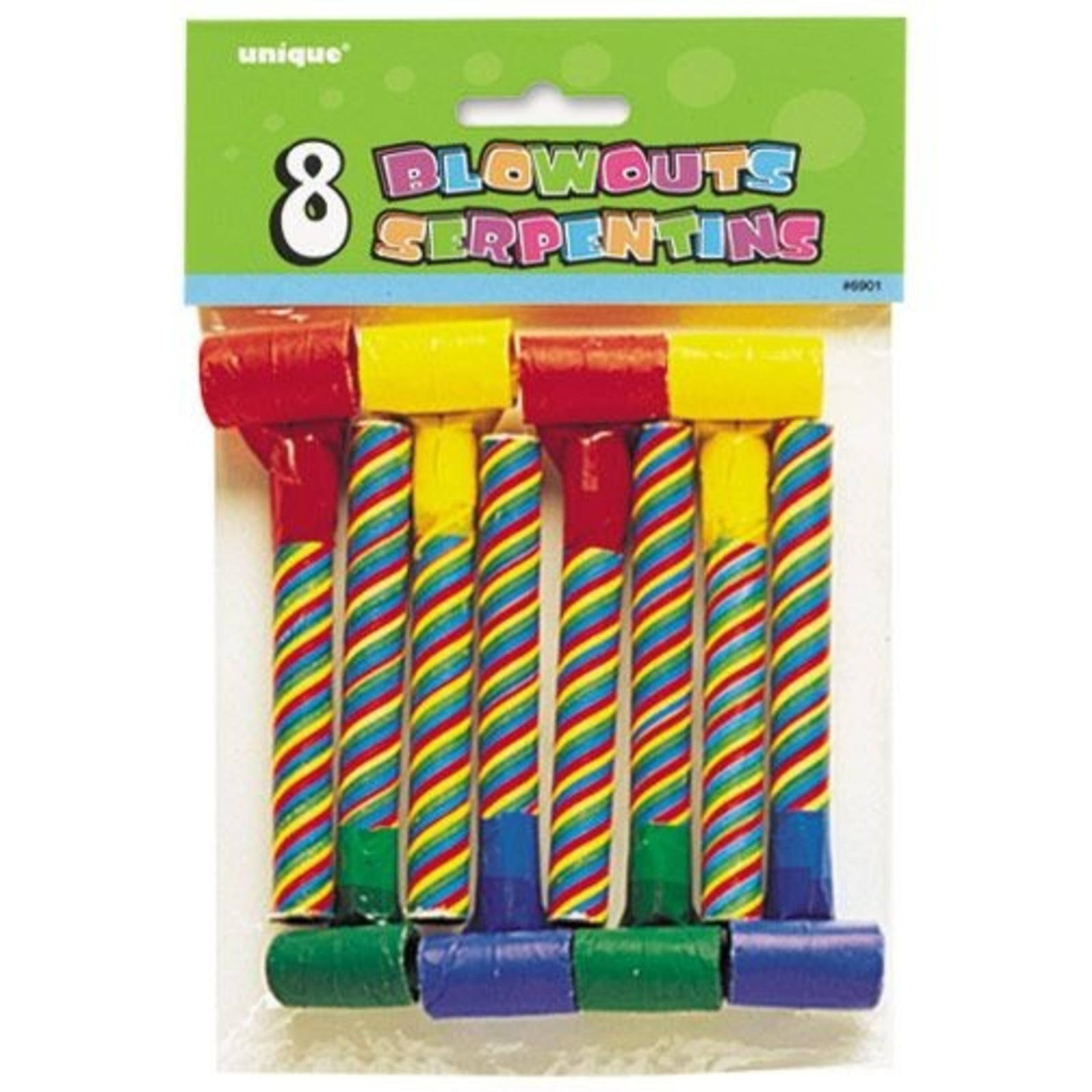 Unique Industries Candy Striped Party Blowers - 8 Blowouts
