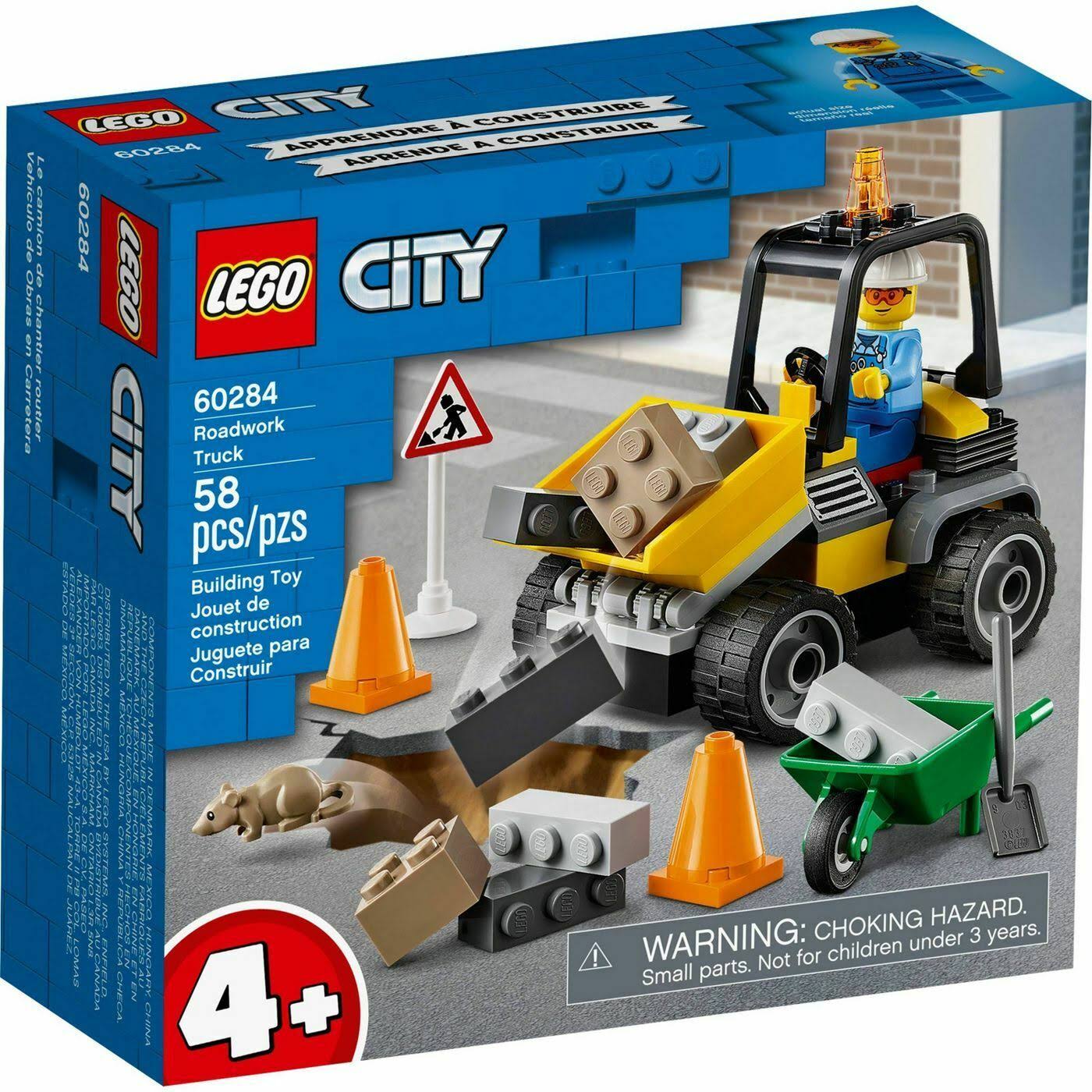 Lego 60284 City Roadwork Truck Building Kit New with Sealed Box