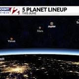 Epic alignment of 5 planets, moon to peak after summer solstice