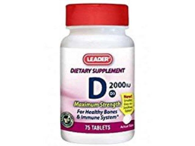 Leader Vitamin D3 Supplement, 75 Tablets