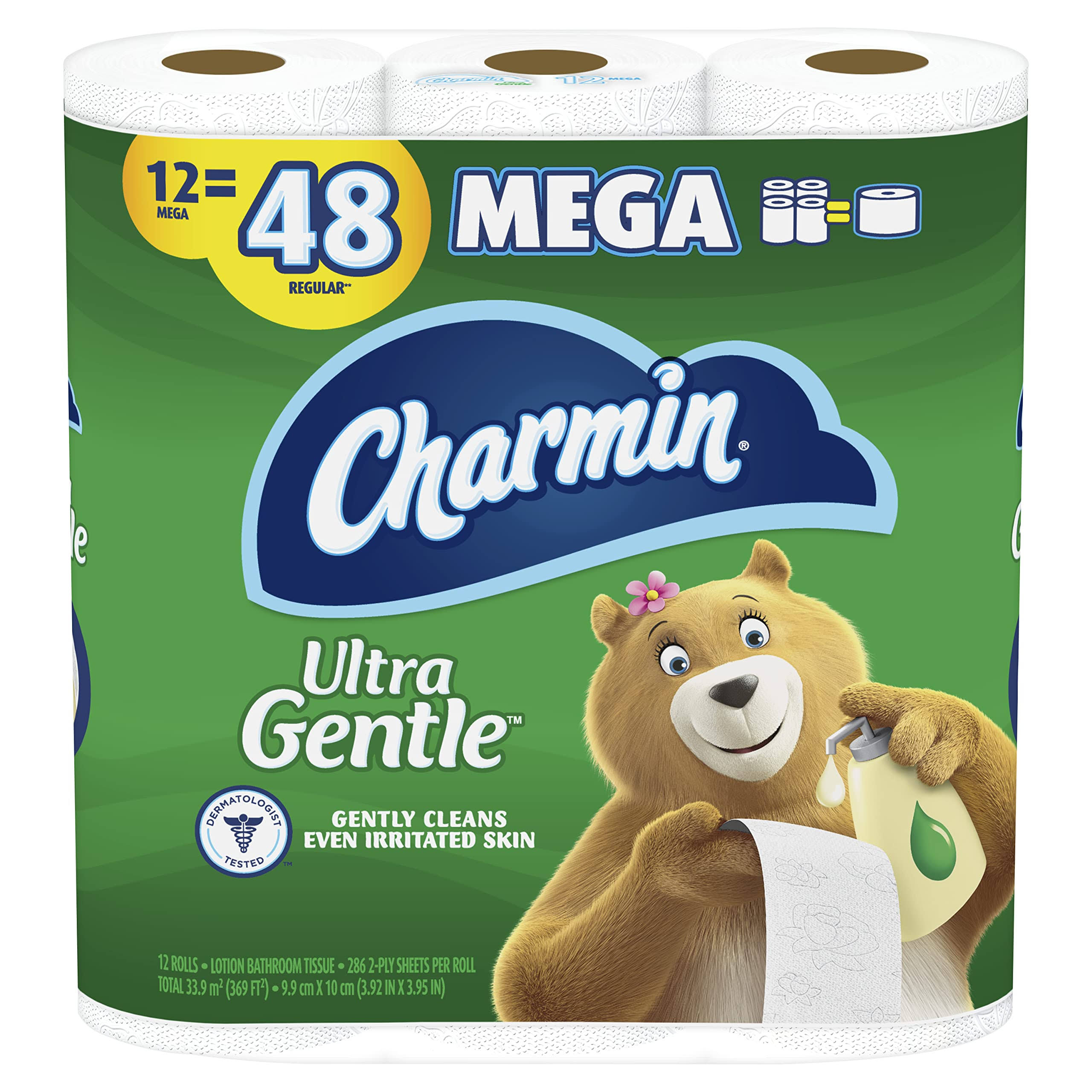 Charmin Lotion Bathroom Tissue, Mega, Ultra Gentle, 2-Ply - 12 rolls