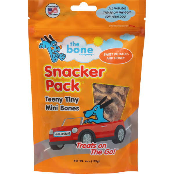 The Bone Company Snacker Pack Dog Treats, Sweet Potatoes & Honey, Treats On The Go, Teeny Tiny Mini Bones - 4 oz