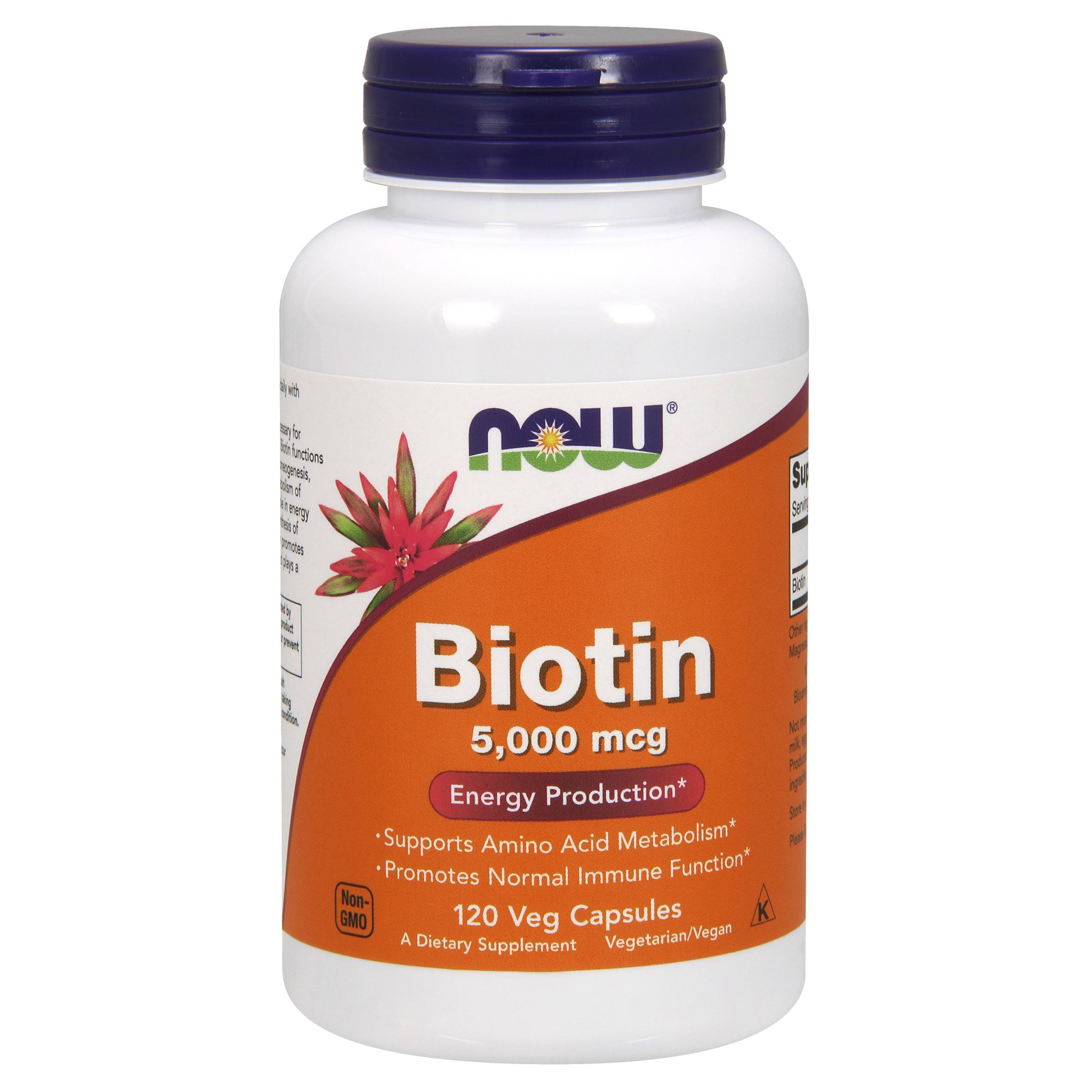 Now Foods Biotin - 5000mcg, 120 Vegetarian Capsules