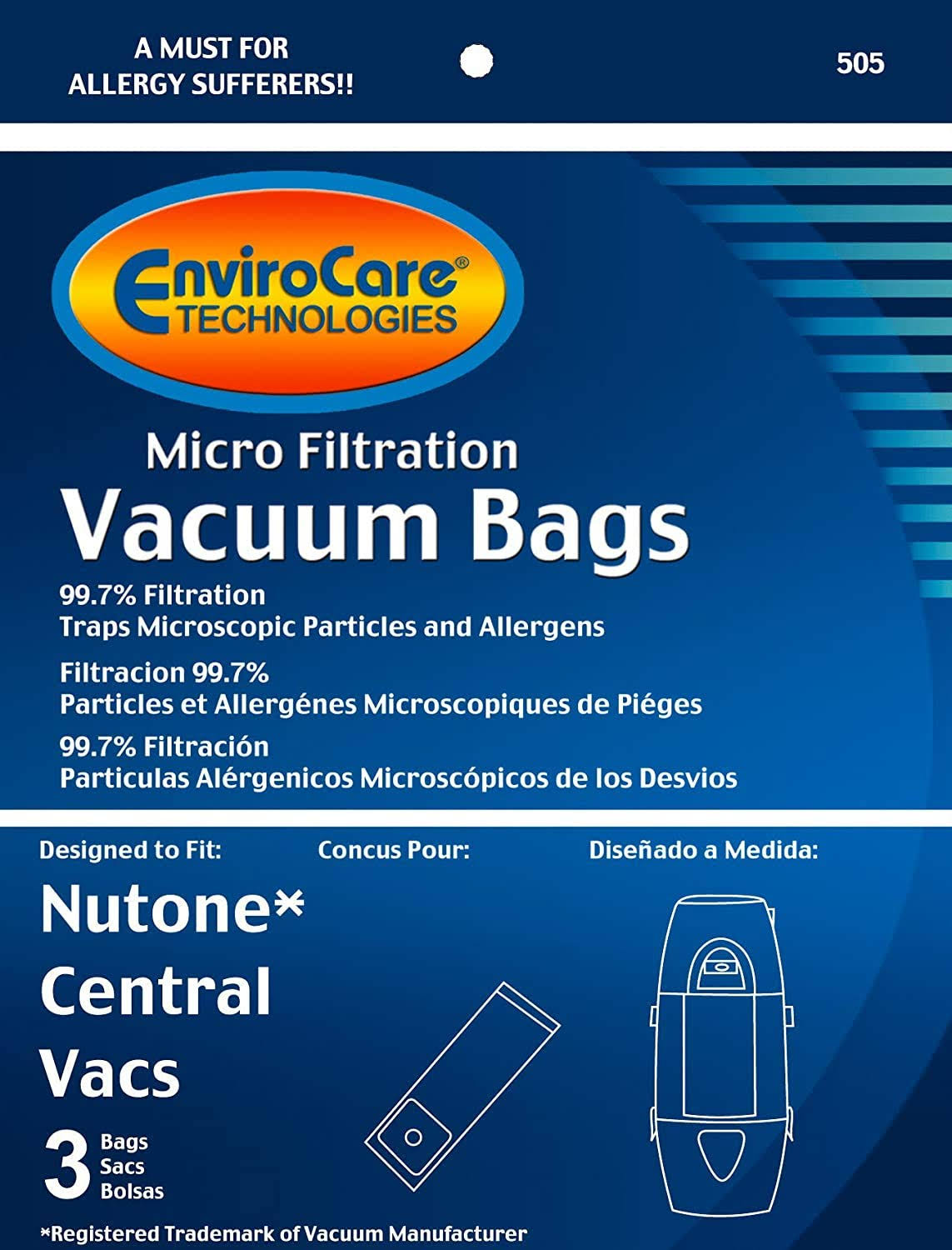 EnviroCare Nutone Central Vacuum Bags - 3pk
