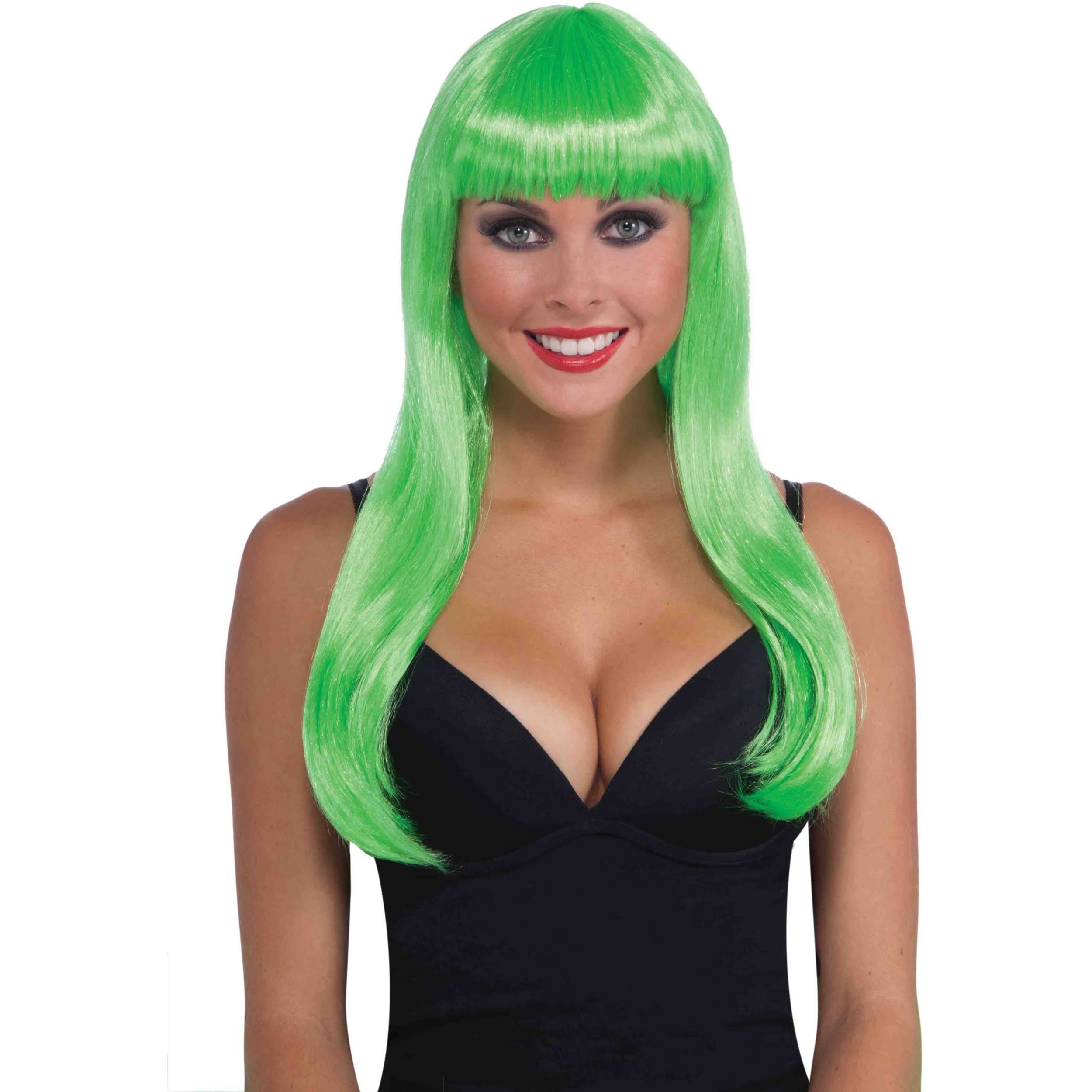 Neon Green Long Adult Wig