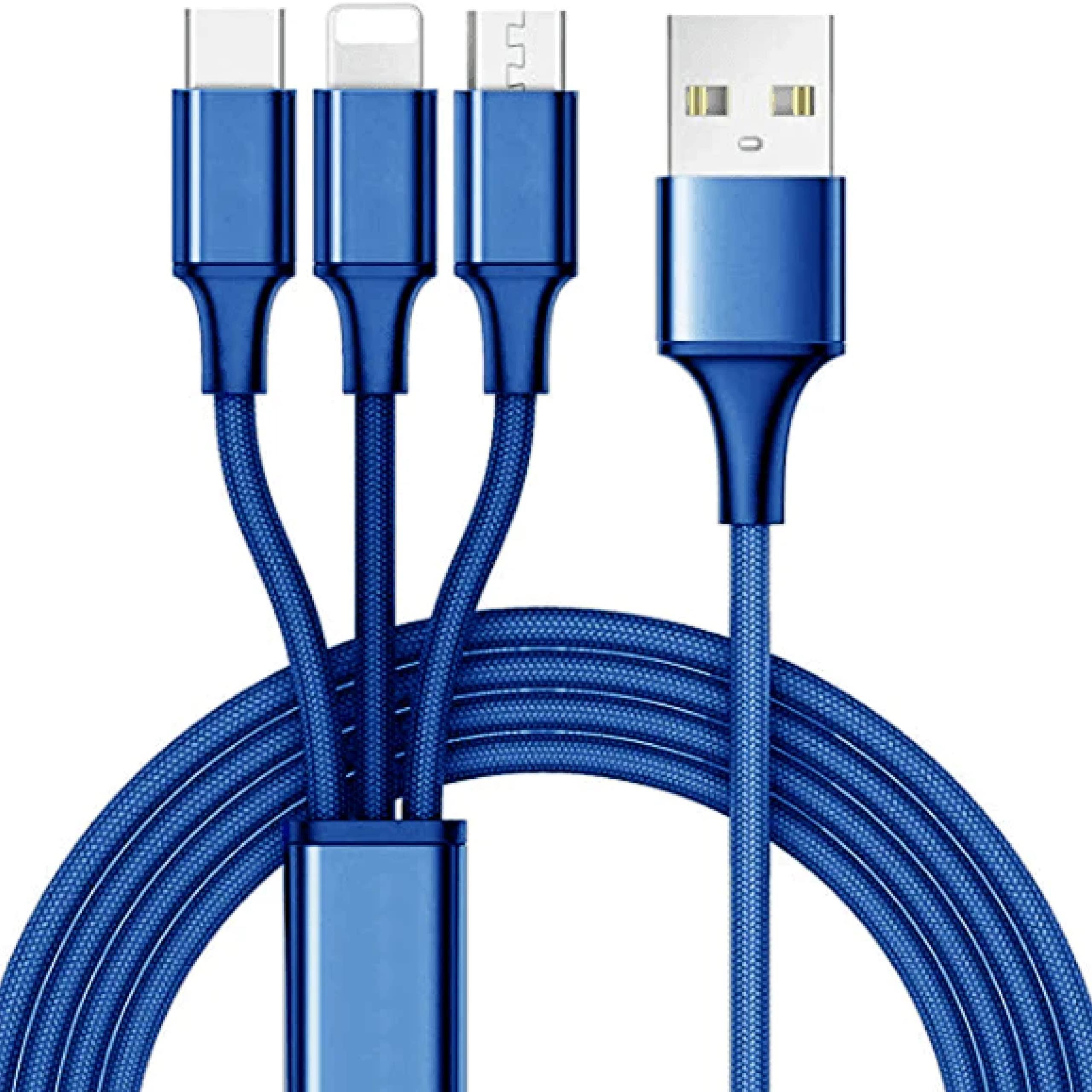 Boxed 10 ft. 3-in-1 USB Multi Charging Cable - Blue