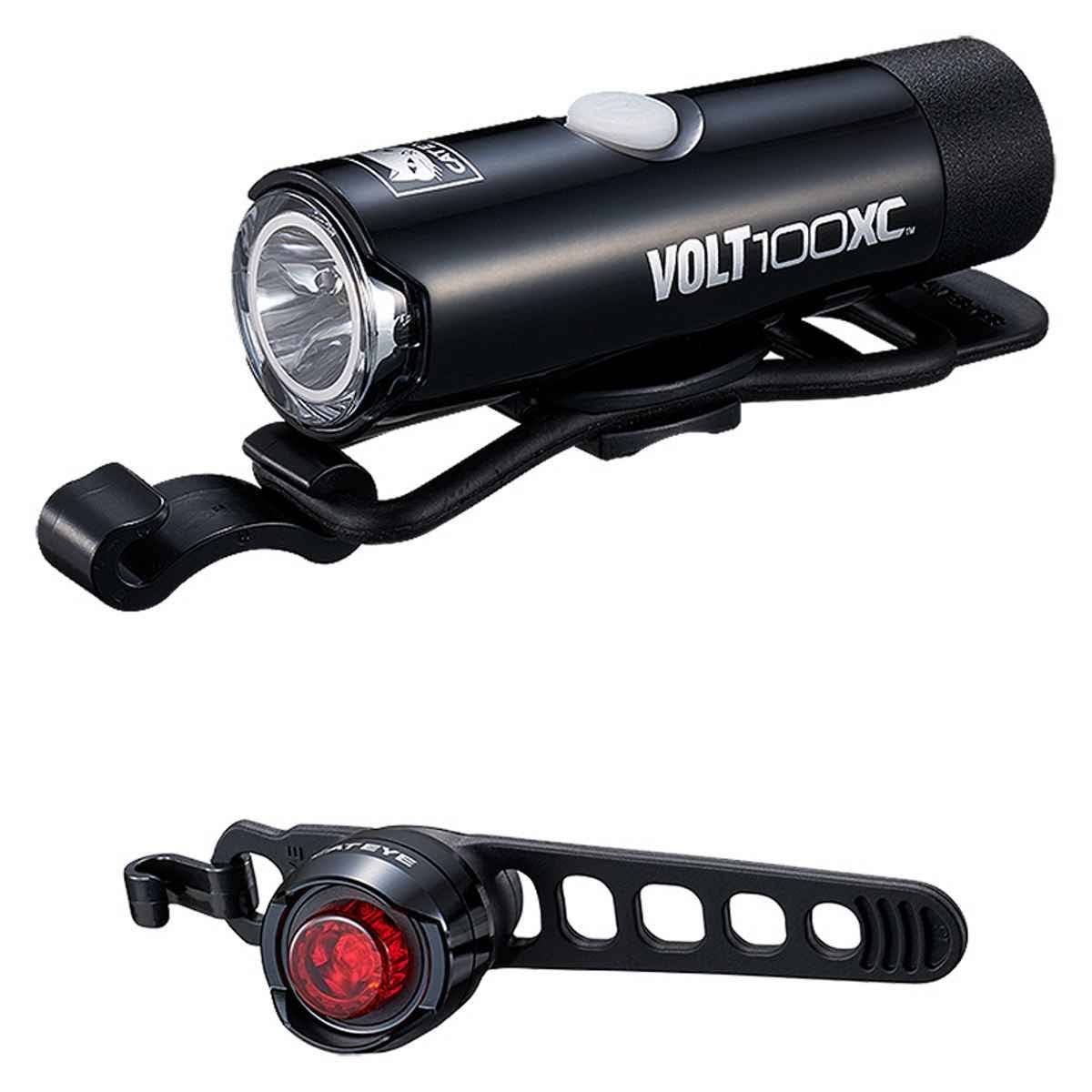 Cateye Volt 100 XC / ORB Rechargeable Bike Light Set - Black / Light Set / Rechargeable