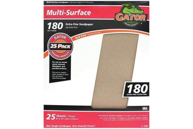 GatorGrit Multi-Surface Sandpaper - 9" x 11", 25 Sheets