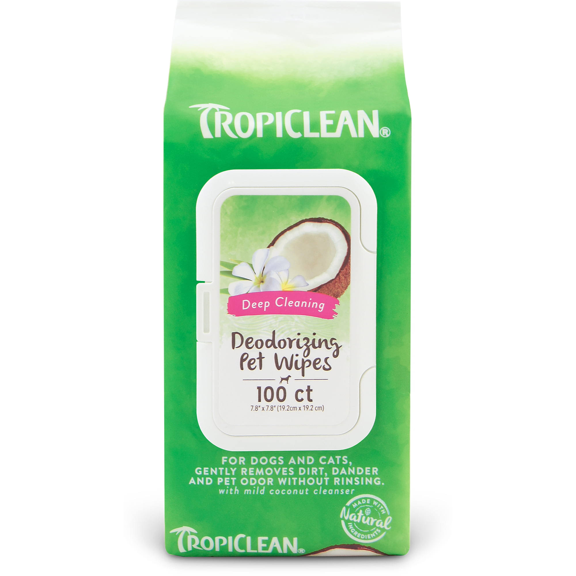 Tropiclean Deep Cleaning Deodorizing Pet Wipes - 100 ct