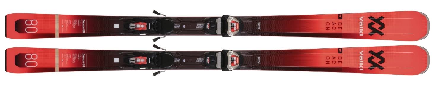 Völkl Deacon 80 Skis + Lowride XL 13 FR D GW Bindings Red Black - 172