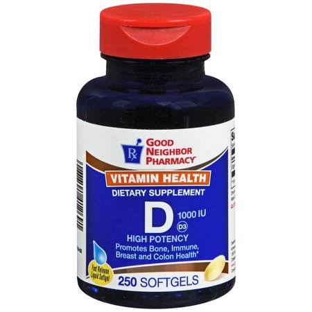 GNP Vitamin D 1000 IU Cholecalciferol (vitamin D3) 250 Softgels
