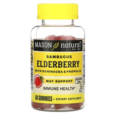 Mason Natural Elderberry with Echinacea & Propolis, Raspberry Flavor