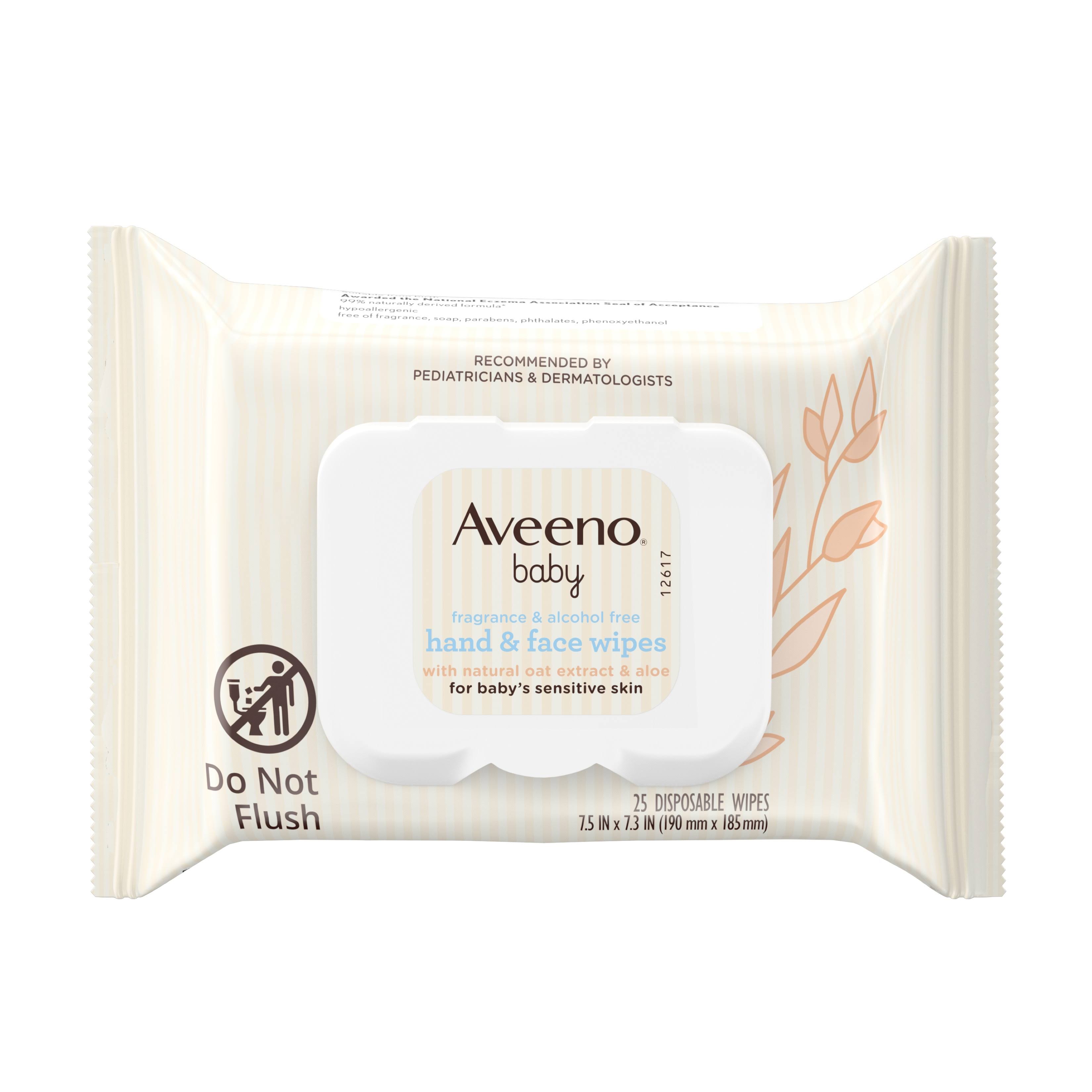 Aveeno Baby Hand & Face Wipes 25 Disposable Wipes