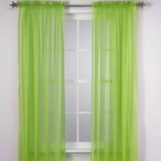 No. 918 Calypso Sheer Voile Rod Pocket Curtain Panel, 150cm x 210cm , Lime Green | Decor