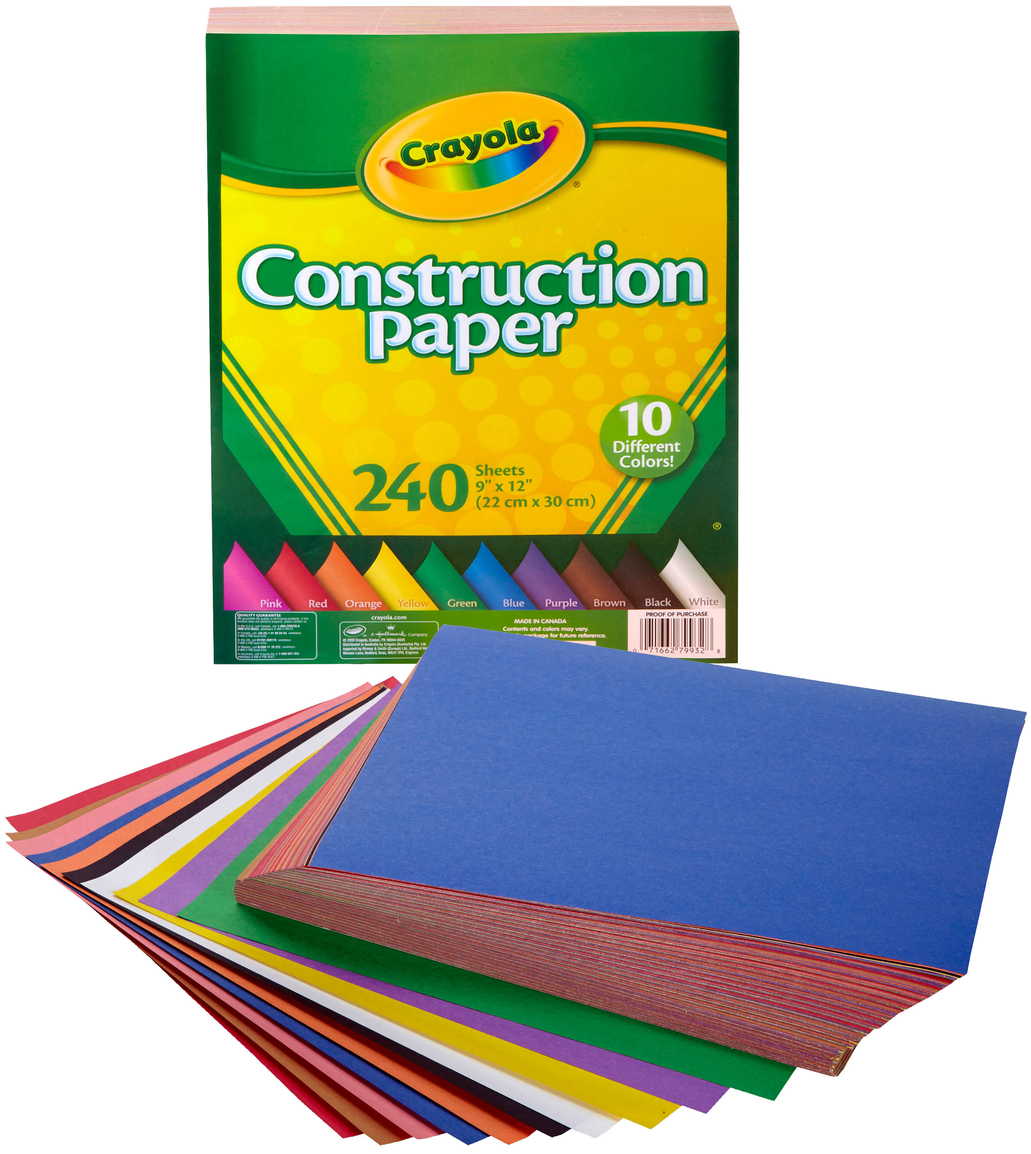 Crayola Construction Paper - Assorted Colours, 240 Sheet, 12" x 9"