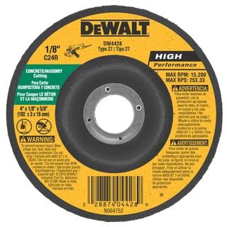 Dewalt High Performance Masonry Cutting Grinding Wheel - 4" x 1/8" x 5/8"