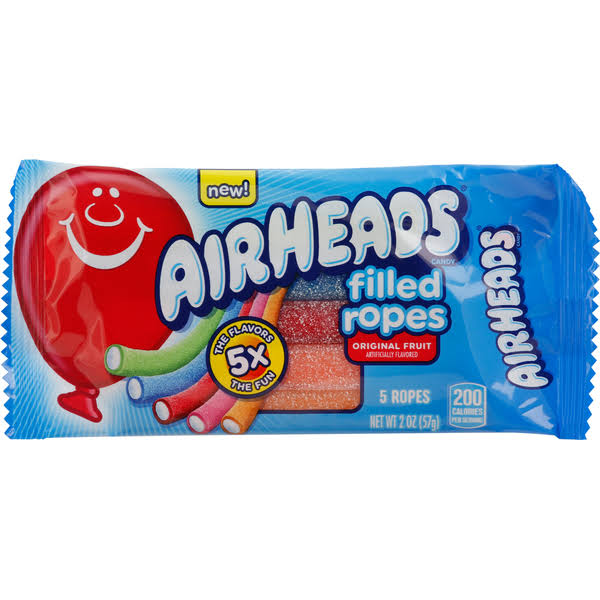 Airheads Candy, Filled Ropes, Original Fruit - 5 ropes, 2 oz