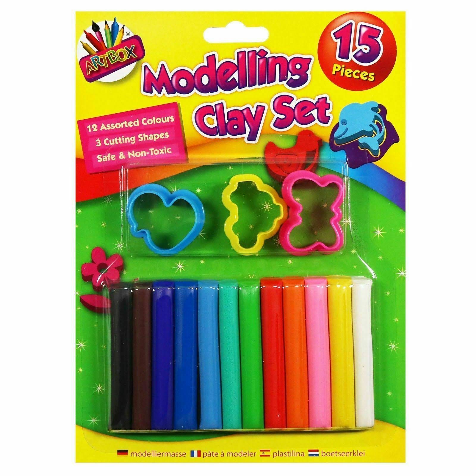 Artbox Childrens Modelling Clay Kit - 12 Colours, 3 Moulds